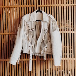 Vintage White Leather Jacket